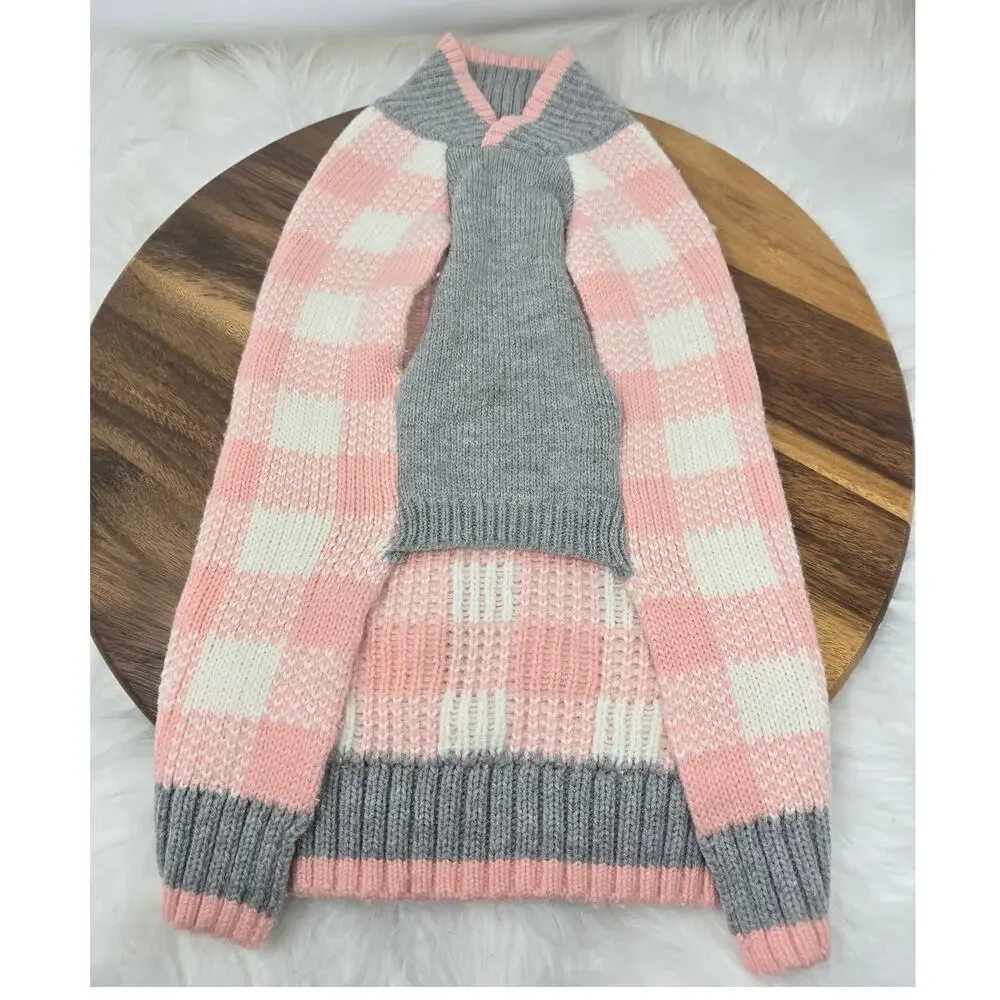 Frisco Pink Buffalo Pladi Pink White Gray Dog Sweater L